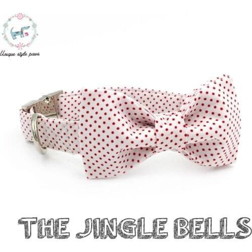 Dog and Cat Collar with Bow Tie Cotton Dog &Cat Necklace and Dog Leash Set for Pet Christmas Gift