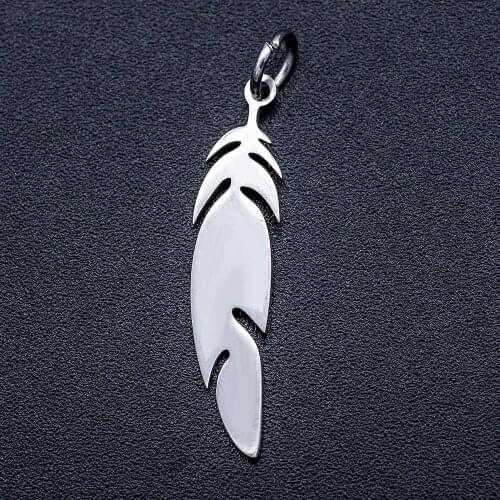 5pcs/lot High Qualtiy 316L Stainless Steel Feather Boho DIY Charm Pendant Wholesale Jewelry Making Accessories