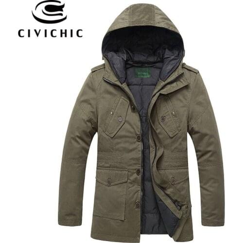 CIVICHIC Vintage Hooded Down Jacket Top Grade Thick Parka Men Winter Overcoats Eiderdown Outerwear Warm Jaqueta Daunenjacke DC05