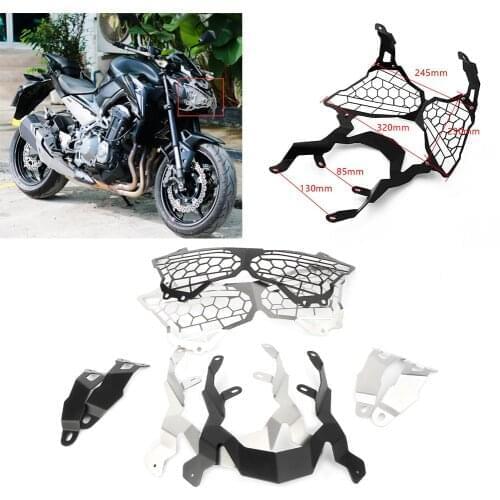 CNC Motorcycle Headlight Grille Headlamp Grill Guard Cover Protector For Kawasaki Z900 Z 900 2017 2018 Black/Silver