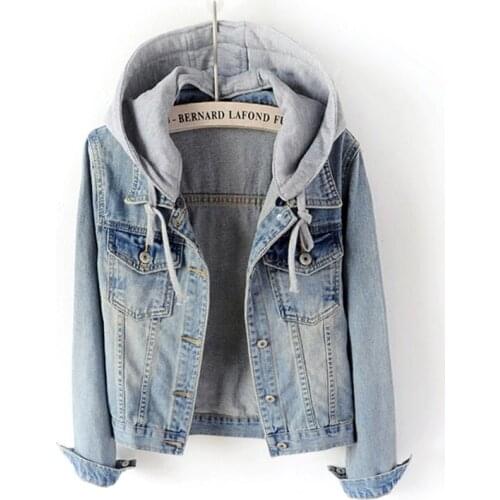 Spring Autumn Oversized Jeans Jacket Women 2018 Loose Hooded Jean Jacket Coat Female Ripped Boyfriend Denim Jackets
