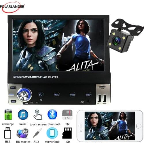 1 Din 7 Inch Car Radio MP5 12V Full Touch Car Audio Video Mobile Phone Interconnection Manual 6902Retractable Screen Bluetooth