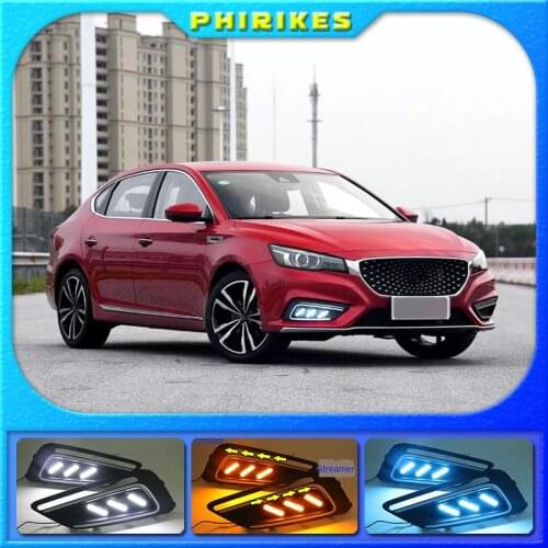 1 Pair Car LED Daytime Running Lights White Yellow Blue Running Turn signal DRL for MG6 MG 6 2017 2018 2019 2020 Fog Lamp Covers
