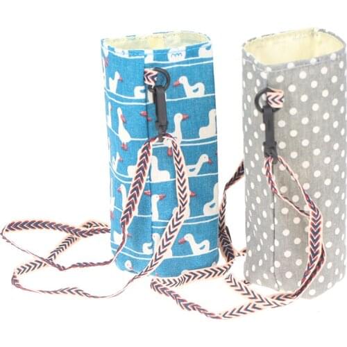 1PC Adjustable Portable Cotton And Linen Mug Holder Bag Fashionable Handle Shoulder Crossbody Mug Bag Bottle Holder