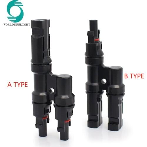 1 Female Part WSPVT2 IP67 1000v 2 to 1 Solar Pv T Branch Connector For Panel Parallel Connection assembly