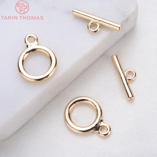 10 Sets 15x11MM 24K Gold Color Plated Brass Round Bracelet O Toggle Clasps High Quality Diy Jewelry Accessories