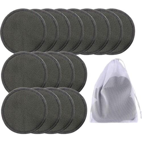 16Pcs Reusable Bamboo Cotton Make Up Remover Pads Washable Triple Layer Facial Skin Care Wipe Pads Cleaning Pad with Bag