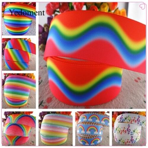18032203, 1" 25mm or 1.5" 38mm 10 yards/lot rainbow printed grosgrain ribbons cartoon ribbon DIY handmade materials