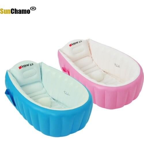 2021 Fashion Portable Baby Bathtub Inflatable Bath Tub Children Cushion Foot Tub Air Pump Warm Winner Home Folding Free Gift
