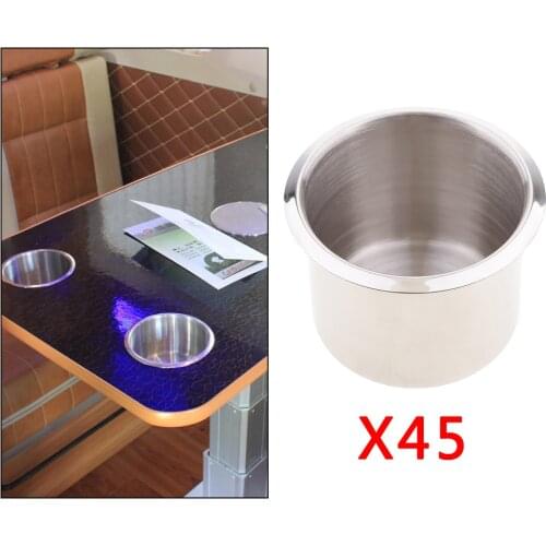45x Stainless Steel Recessed Cup Drink Holder For Boat RV Sofa Game Table Marine Motorhome