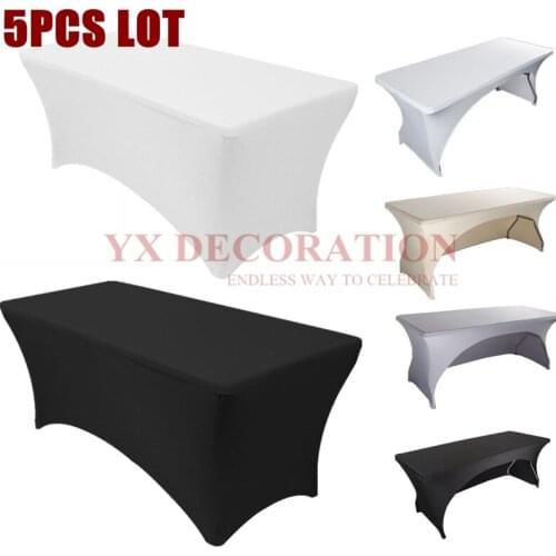 5pcs Sold Spandex Table Cover Rectangle Lycra Home Kitchen Dining Table Linen Cloth Dj Wedding Tablecloth