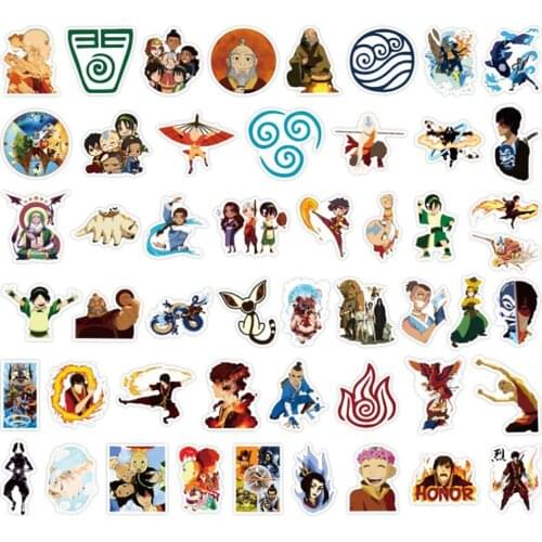50PCS Avatar The Last Airbenders Stickers for Children Pegatina DIY Stationery Skateboard Laptop Sticker