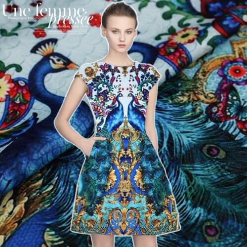 95*140CM/pcs Phoenix digital painting jacquard brocade plush fabric for dress coat cheap fabrics tissu au meter shabby chic DIY