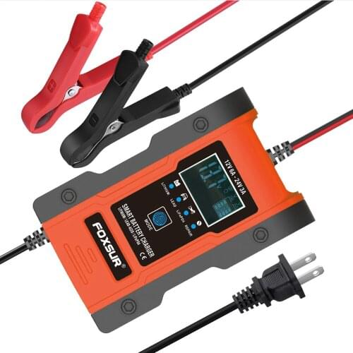 12v 24v Car Battery Charger Lithium Battery Charger Maintainer Lcd Screen Display Data 7-Stage Auto & Motorcycle Battery Charger