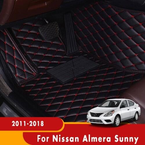 Car Floor Mats For Nissan Almera Sunny 2018 2017 2016 2015 2014 2013 2012 2011 Auto carpet styling Foot Pedal Covers Automoblies
