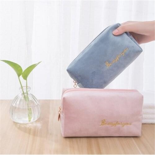 Velvet Make Up Organizer Soft Girl Lipstick Bags Women Travel Cosmetic Bag Beautician Beauty Case Makeup Bag Pen Bag New