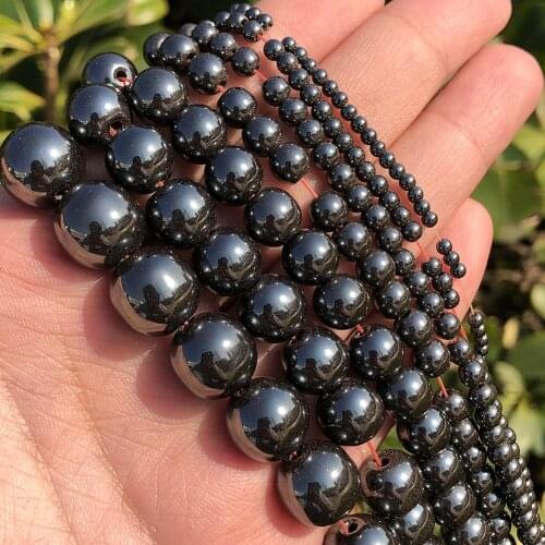 Natural Stone Beads Black Hematite 2 3 4 6 8 10 12mm Round Loose Beads for Jewelry Making Diy Bracelet Necklace Accessories 15
