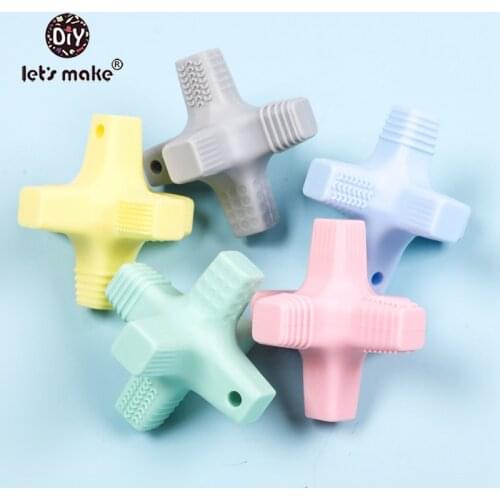 Lets Make 1pc Cross Shape Silicone Beads 65mm Silicone Beads BPA Free Baby Teether Round Beads Food Grade Beads DIY Beads