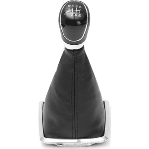 Chrome & Leather Car Shift Gear Knob Lever Gaitor Boot Cover For Ford Focus 2 2005 - 2011 For C-Max Kuga Fiesta