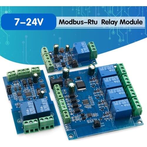 Modbus-Rtu 1/2 Channel 7-24V Relay Module Switch Modbus RTU 4 Channel Relay Output 12V Switch Input 485 Communication TTL Pin He