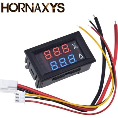 DC 0-100V 10A Digital Voltmeter Ammeter Dual Display Voltage Detector Current Meter Panel Amp Volt Gauge 0.56" Red Blue LED