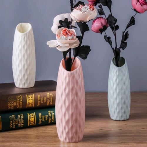 Color Imitation Glaze Flower Container Nordic Plastic Vase Anti-drop Simple Flower Pot for Home Decor