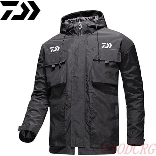 Daiwa Fishing Jacket Winter Men Keep Warm Velvet Multi-pocket Hooded Clothing Fishing Clothes Men Clothes for Winter Shirt