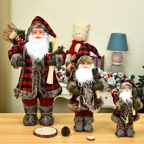 Santa Claus Merry Christmas Decorations Home Decoration Plush Doll Christmas Gifts Navidad 2021 Happy New Year Childrens Toy