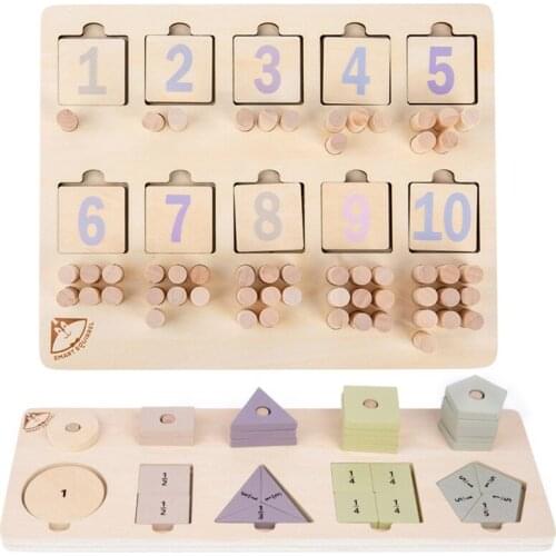 Kids Wooden Montessori Educational Board Early Math Toys Geometric Figure Shape Paired Learning Fractions Digital Counting Toys
