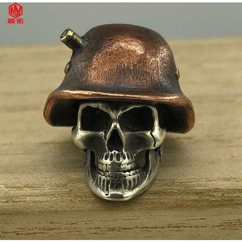 EDC Brass Knife Bead Pirates of the Caribbean Tiger Head Pendant Outdoor Survival Bracelet Paracord Bead Flashlight Pendant
