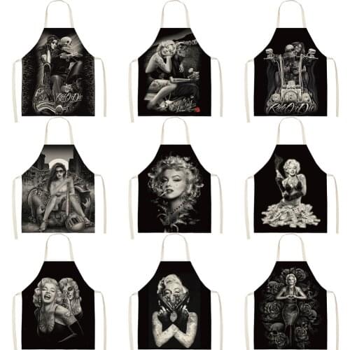 FYMX Marilyn Monroe Aprons Beautiful Black Skull Clean Apron For Adult Household Cleaning Supplies