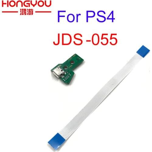 JDS-055 USB Charging Port Socket Board 12 pin flex ribbon cable with PCB Board micro USB For PS4 Controller DualShock 4