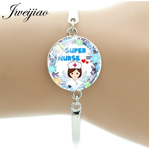 JWEIJIAO Fashion Super Nurse Charms Bracelet Keep Calm and Nurse On Glass Cabochon DIY Bracelets Jewelry Gift NR13