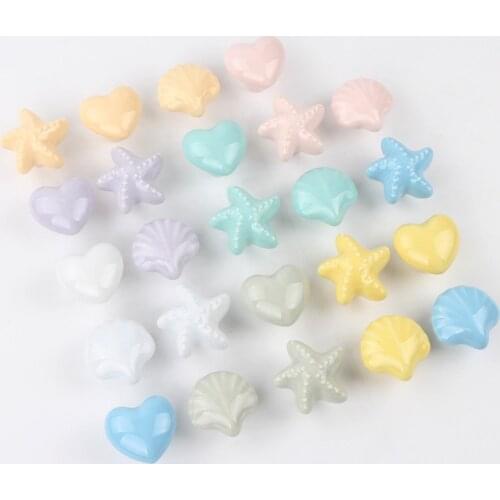 Ceramic Knob Heart Star Shell Children Room Furniture Hardware Cabinet Knob Chest Bookcase Drawer Handle Hook Double Use