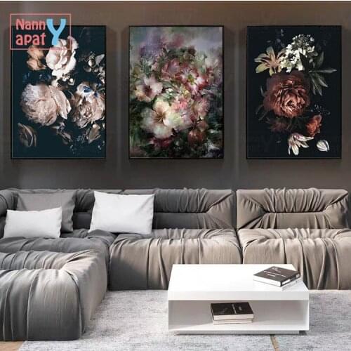 Classical Flower Wall Art Print European Vintage Home Decor Plant Poster Nordic Canvas Painting Retro Living Room Print Pictures