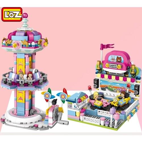 LOZ MOC Mini Blocks amusement park Building Bricks Game Machine Model corsair Blocks Bumper Cars Toy For Children Gifts 1727