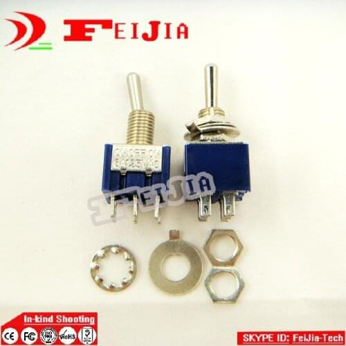 20Pcs/lot Miniature Toggle Switch MTS-202 SPDT 6A 125VAC/3A 250VAC Mini Switch Lever Switch 6 Pin ON/ON Free Shipping