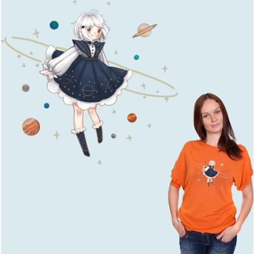 Cartoon girl skirt princess Patches for clothing Washable DIY Appliques Heat Transfer PVC Patch Character Patch for Clothing