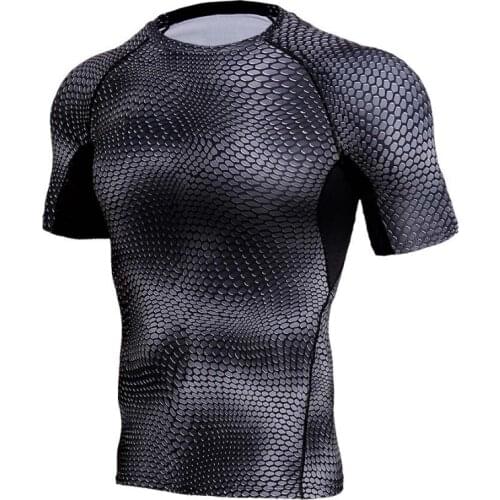 Mens tight top sports running short-sleeved fitness quick-drying T-shirt high elasticity training breathable sweat-absorbent