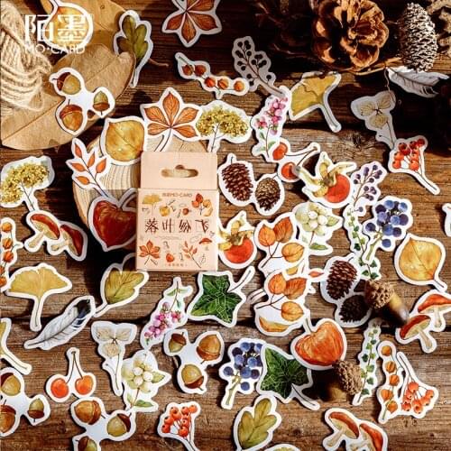 Stickers Falling Leaves Series Creative Plants Coffee Sealing Sticker Flakes Scrapbooking Girl School Supplies Stationery