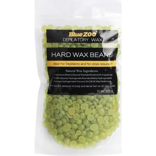 Newest 1X100g Solid Hard Wax Hair Beans Depilatory Epilation Hot Film Waxing Greentea Flavor Depilates Free Paper Beauty Salon
