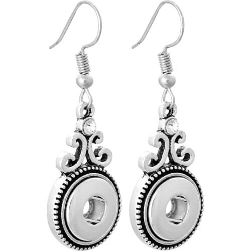 New 12mm Snap Jewelry Fashion Vintage Snap Earrings fit 12mm Snap Button Earrings for Women Earrings