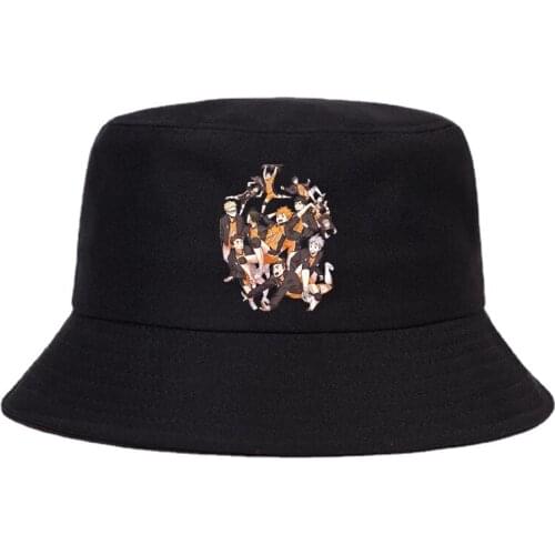 Harajuku Printed Anime Haikyuu Summer Hat Women Men Panama Bucket Cap The Design Flat Visor Haikyuu Anime Fisherman Hat