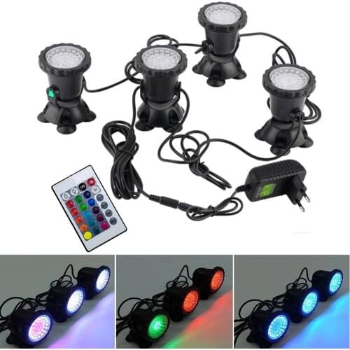 12V RGB LED Underwater Light 36LED IP68 Waterproof Aquarium Spotlight Swiming Pool Fountains Pond Tank Light for Landscape Decor