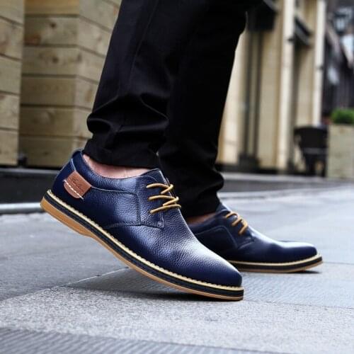 Casual Men Shoes Genuine Leather Adult High Quality Luxury Italian Style Big Size England Business Shoes Casual Comfort Shoes