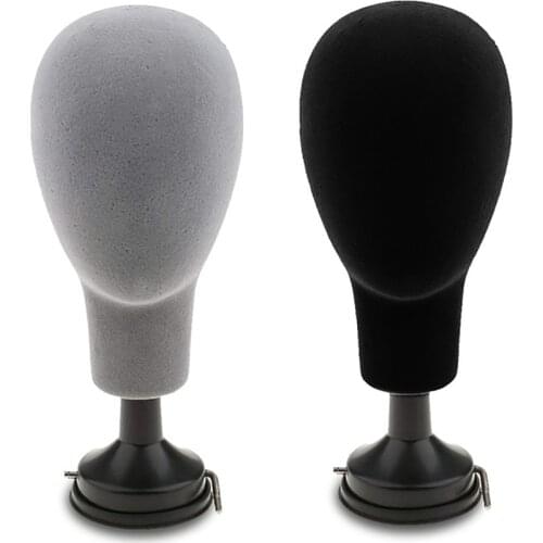 Fluffy Styrofoam Wig Stand Mannequin Head with Holder for Wig Displaying and Storage Black Light Wig Support