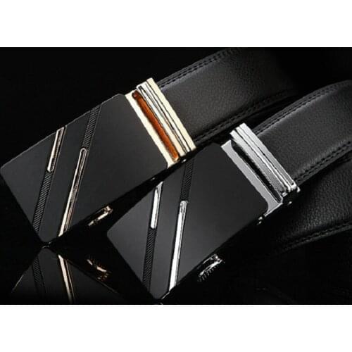 1PC Mens Belts Black Ratchet Leather Automatic Buckles Trousers Waist Straps Luxury Belt Fashion Belt Belt for Men Leather
