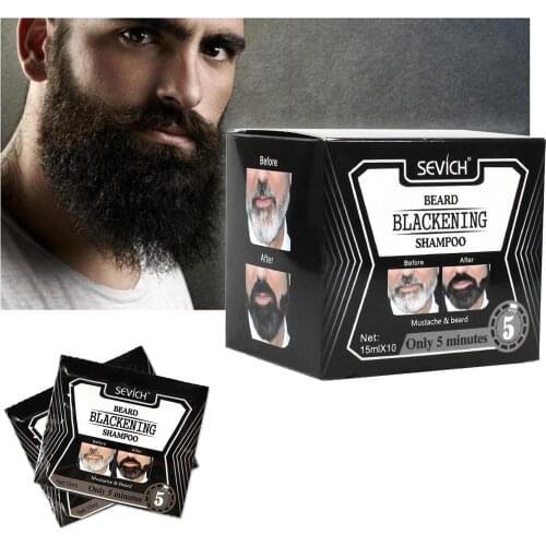 10 Pcs Beard Coloring Darkening Dye Shampoo Gradually Colors Mustache Mens Hair Brush Brow Tinting Beard Wax 15ml