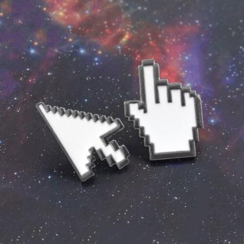 Arrow Gesture Brooch Cursor Pixel White Window Arrow Mouse Symbol Badge Shirt Denim Enamel Pin Computer Accessories Punk Gifts