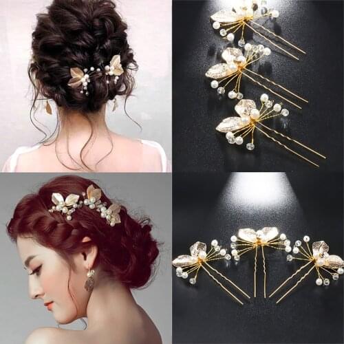 Wedding Hairpins Bridal Hair Accessories Pearl Rhinestone Flower Bride Hair Pins Bridesmaid Hairdressing Women Hair Jewelry Clip